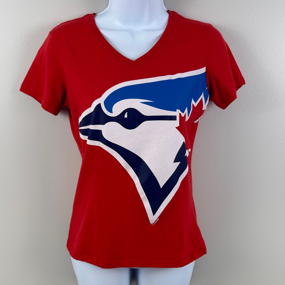 ✨3/$25✨ Toronto Blue Jays MLB Red Graphic V-Neck Women's Top - XS